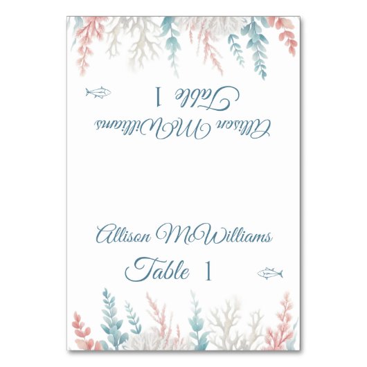 pastel koraal rif-vis icoon-bruiloft- kaart (Voorkant)
