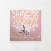 Pastel Koraal Roze Paarse Heart Leaf Tree Weddensc Drieluik Uitnodiging (Cover)