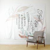 Pastel Koraal Teal Loof Huwelijksfoto Achtergrondp Wandkleed (In Situ (horizontaal))