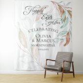 Pastel Koraal Teal Loof Huwelijksfoto Achtergrondp Wandkleed (In situ)