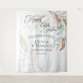 Pastel Koraal Teal Loof Huwelijksfoto Achtergrondp Wandkleed (Voorkant)