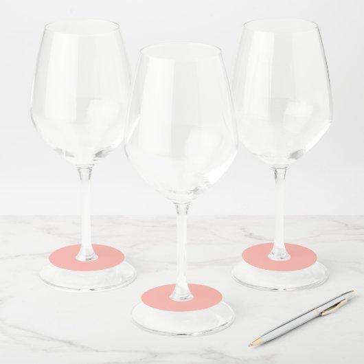 Pastel Koraalrif Effen kleur | Klassiek | Elegant Wijnglaslabel (Set)