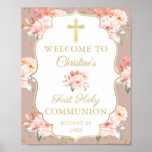 Pastel Koral Floral First Heilige Communauteit Wel Poster