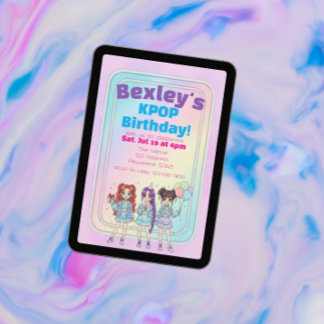 Pastel KPOP Girls Birthday Celebration Kaart