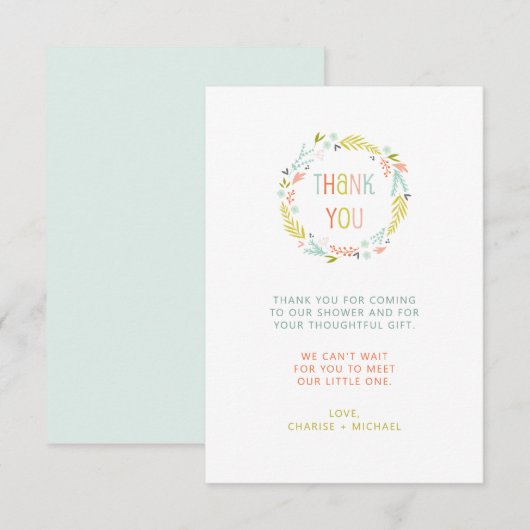 Pastel Krans baby shower dank u opmerking Bedankkaart (Voorkant / Achterkant)