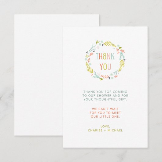 Pastel Krans baby shower dank u opmerking Bedankkaart (Voorkant / Achterkant)