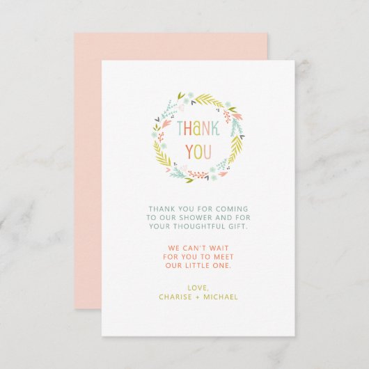 Pastel Krans baby shower dank u opmerking Bedankkaart (Voorkant / Achterkant)