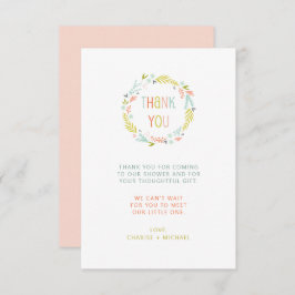 Pastel Krans baby shower dank u opmerking Bedankkaart