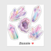 Pastel Kristal Cluster Geode Waterverf Edelsteen S Sticker (Vel)