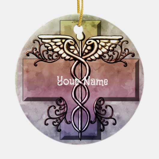 Pastel Kruis Caduceus ornament (Voorkant)