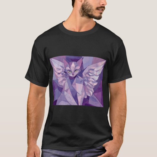Pastel Kubistische Kat T-shirt (Voorkant)