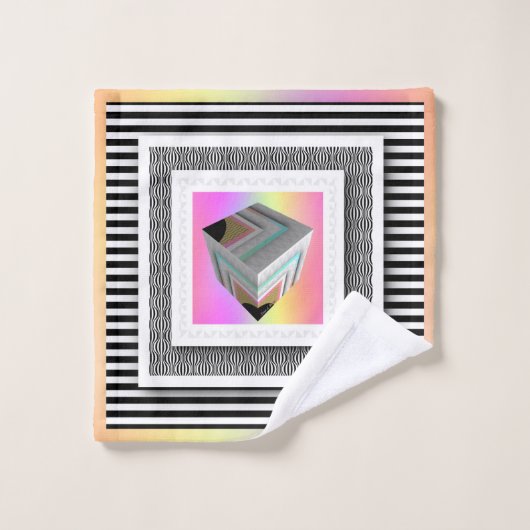 Pastel Kubus Met Strepen Bad Handdoek (Wasdoekje)