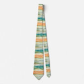 Pastel Kust Waterverf Strepen Turquoise Perzik Gou Stropdas (Voorkant)