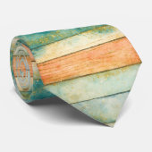 Pastel Kust Waterverf Strepen Turquoise Perzik Gou Stropdas (Opgerold)