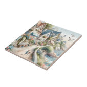 Pastel Kustdorp Vlucht Tegeltje (Zijkant)