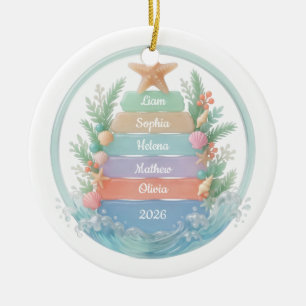 Pastel Kustfamilienaam Zee Glas Ornament
