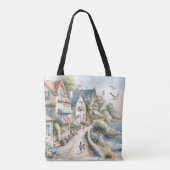 Pastel Kusthuisdorp Ontsnapping Tote Bag (Achterkant)