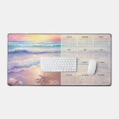 Pastel Kustlijn 2026 Kalender met Schelpen Bureaumat (Keyboard & Muis)