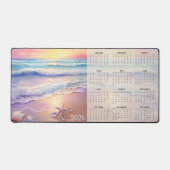 Pastel Kustlijn 2026 Kalender met Schelpen Bureaumat (Voorkant)