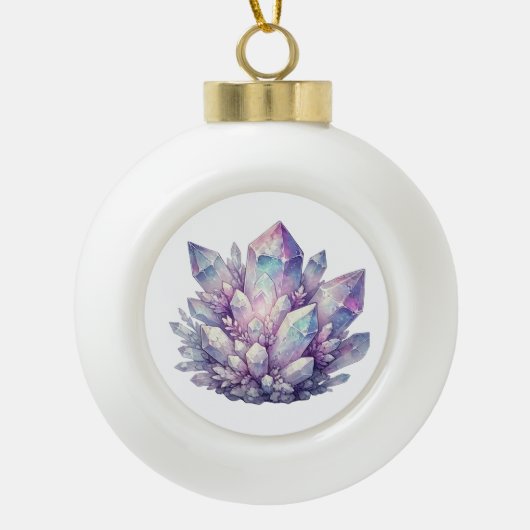 Pastel Kwarts Cluster Keramische Bal Ornament (Voorkant)
