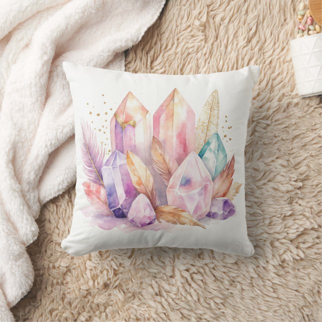 Pastel Kwarts Kristallen Veren & Goud Kussen (Deken)