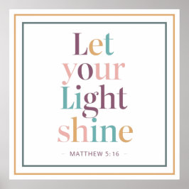 Pastel Laat Uw Licht Schijnen Serif Bijbeltekst Ci Poster