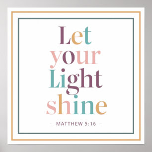 Pastel Laat Uw Licht Schijnen Serif Bijbeltekst Ci Poster
