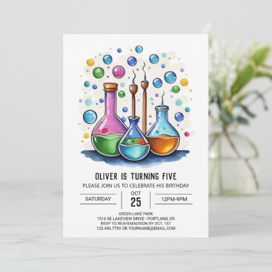 Pastel Laboratorium Experiment Wetenschapper Verja Kaart (Staand voorkant)