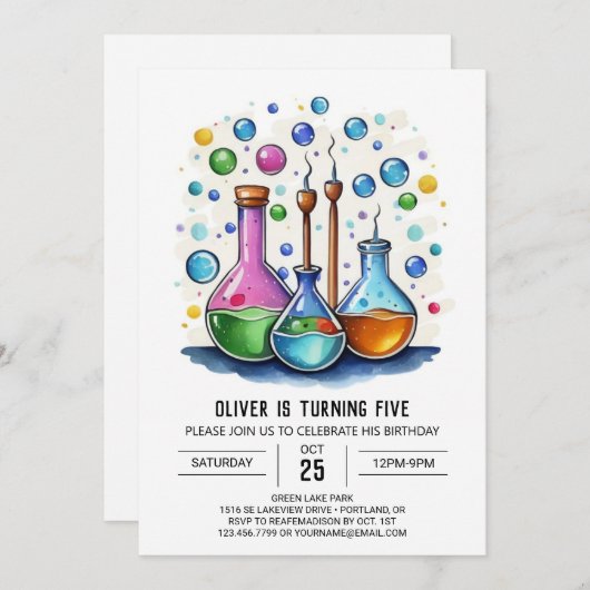 Pastel Laboratorium Experiment Wetenschapper Verja Kaart (Voorkant / Achterkant)