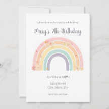 Pastel Lachende Bloem Regenboog Kinderverjaardag