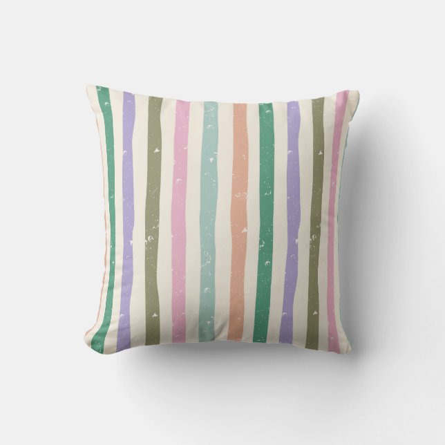 Pastel Landelijke Strepen Kussen (Voorkant)