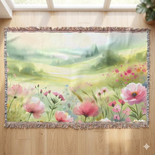 Pastel Landschap van een Wilde Bloemenweide Deken