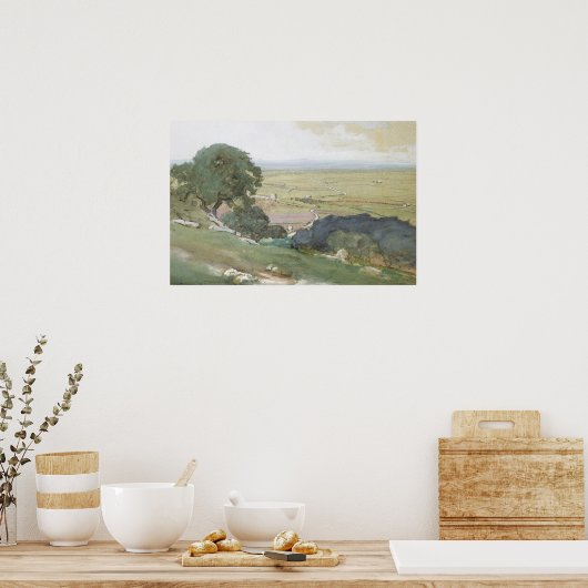 Pastel landschapskunst poster (Keuken)