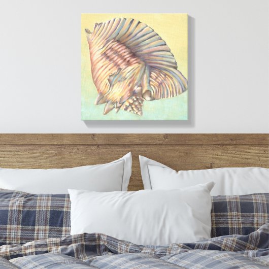 Pastel Large Conch Shell Canvas Afdruk (Insitu (Slaapkamer))