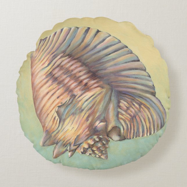 Pastel Large Conch Shell Rond Kussen (Voorkant)