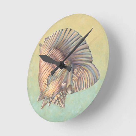 Pastel Large Conch Shell Ronde Klok (Hoek)