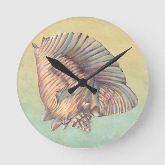 Pastel Large Conch Shell Ronde Klok (Voorkant)