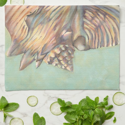 Pastel Large Conch Shell Theedoek (Gevouwen)