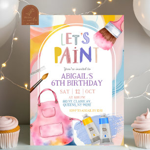 Pastel Laten we een meisje verjaardagsfeest schild Kaart