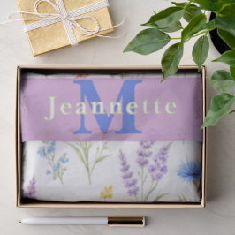 Pastel Lavendel Blauw Zalm Roze Wilde Bloem Naam Tissuepapier