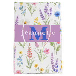 Pastel Lavendel Blauw Zalmroze Wilde Bloem Naam Medium Cadeauzakje