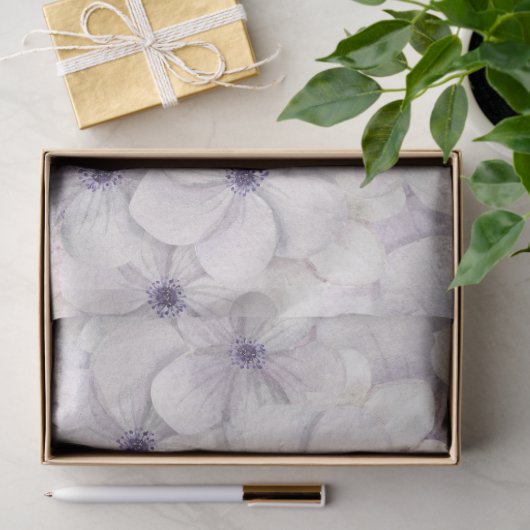Pastel Lavendel & Blauwe Bloemen Achtergrond Decou Tissuepapier (Geschenk)