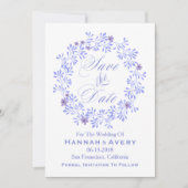 Pastel Lavendel bloemenkrans "Save the Date" Save The Date (Voorkant)
