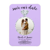 Pastel Lavendel Diamond Ring Bling Save the Date Magneet (Verticaal)