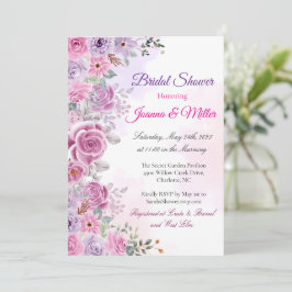 Pastel Lavendel en Blush Roze Bruidsuitnodiging Kaart