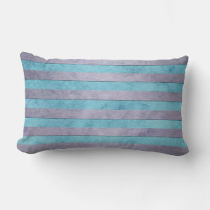 Pastel Lavendel en Teal Blauwe Strepen Patroon Kussen