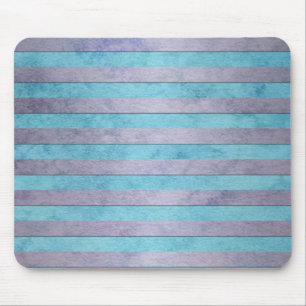 Pastel Lavendel en Teal Blauwe Strepen Patroon Muismat