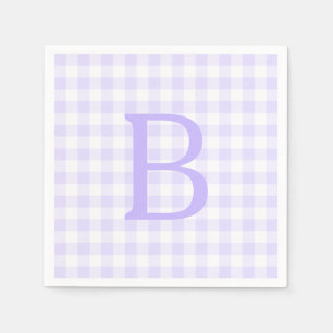 Pastel Lavendel en Witte Gingham Monogram Servet