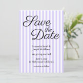 Pastel Lavendel en Witte Streep Save The Date (Staand voorkant)