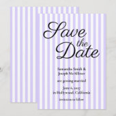 Pastel Lavendel en Witte Streep Save The Date (Voorkant / Achterkant)